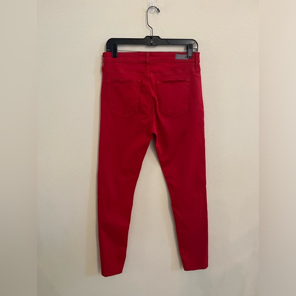 AG Farrah High Rise Ankle Skinny Stretch Sateen Jeans in Red Size 29 - Picture 5 of 11